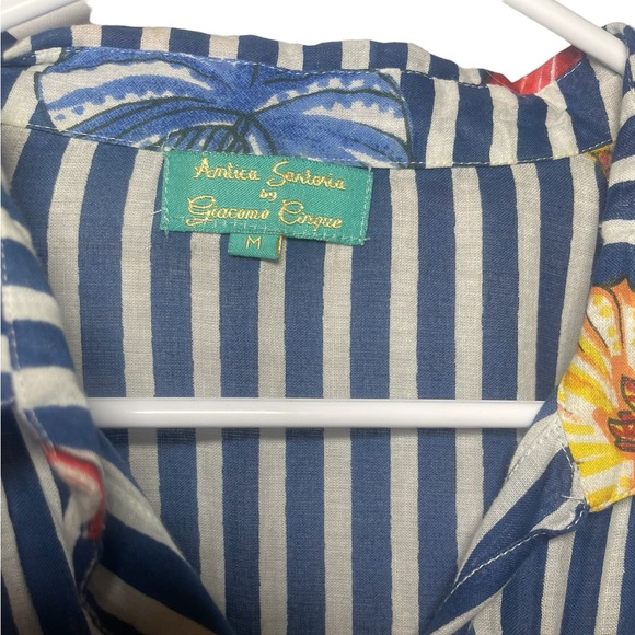 Antica Sartori by Giacomo Cinque Size Medium Beach Button Up Embroidered - Picture 3 of 4